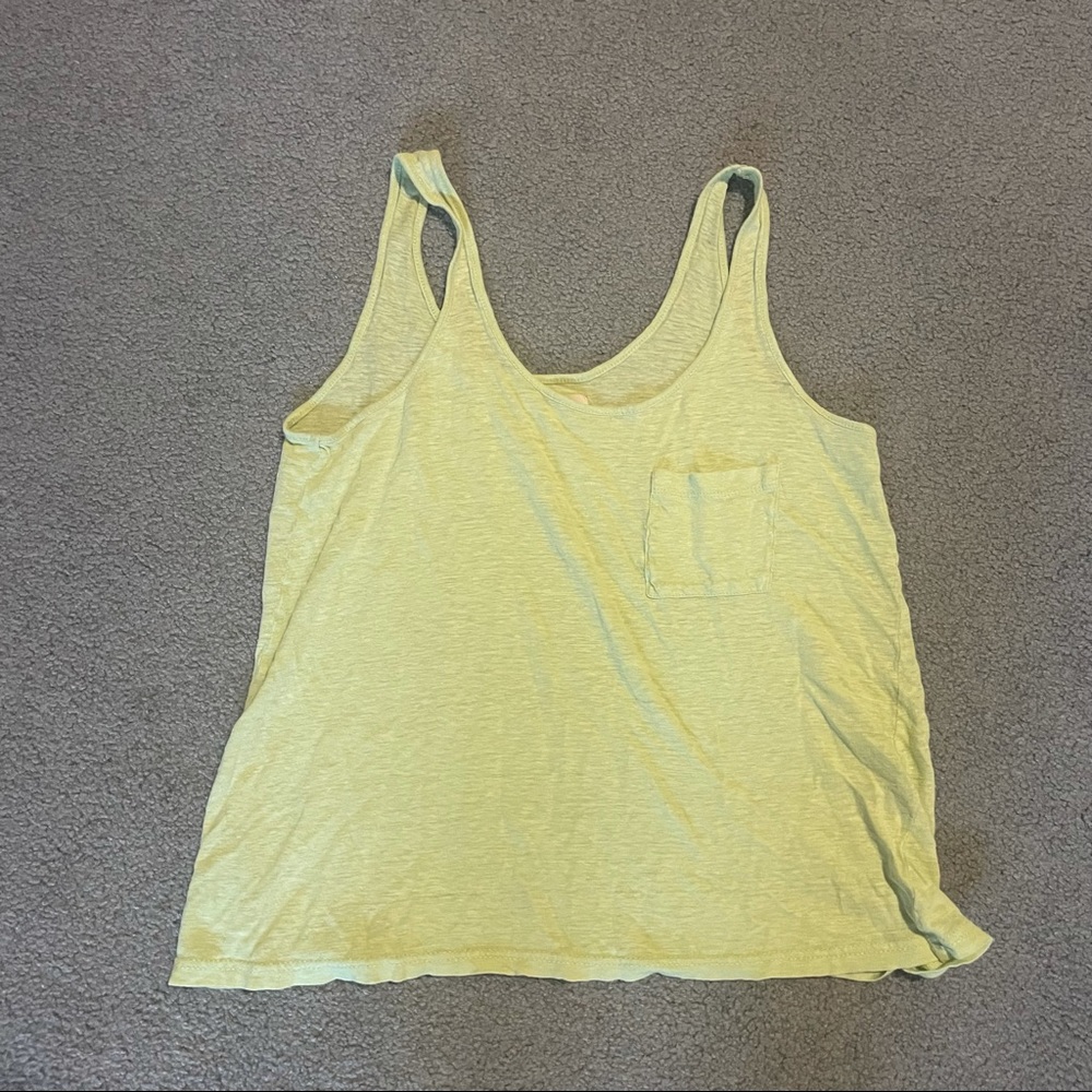 Madewell Mint Green Pocket Linen Tank Top